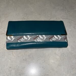 Vintage Buxton Cal Q Womens Clutch Wallet/change Leather Green